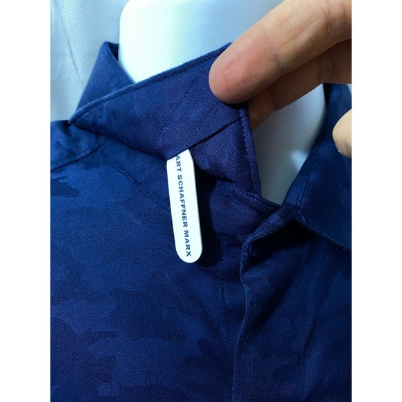 Hart Schaffner Marx Dress Shirt Blue Non-Iron MSRP $100 Medium - Picture 12 of 12